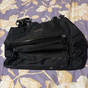Calvin Klein Black Nylon Satchel with Front Zip